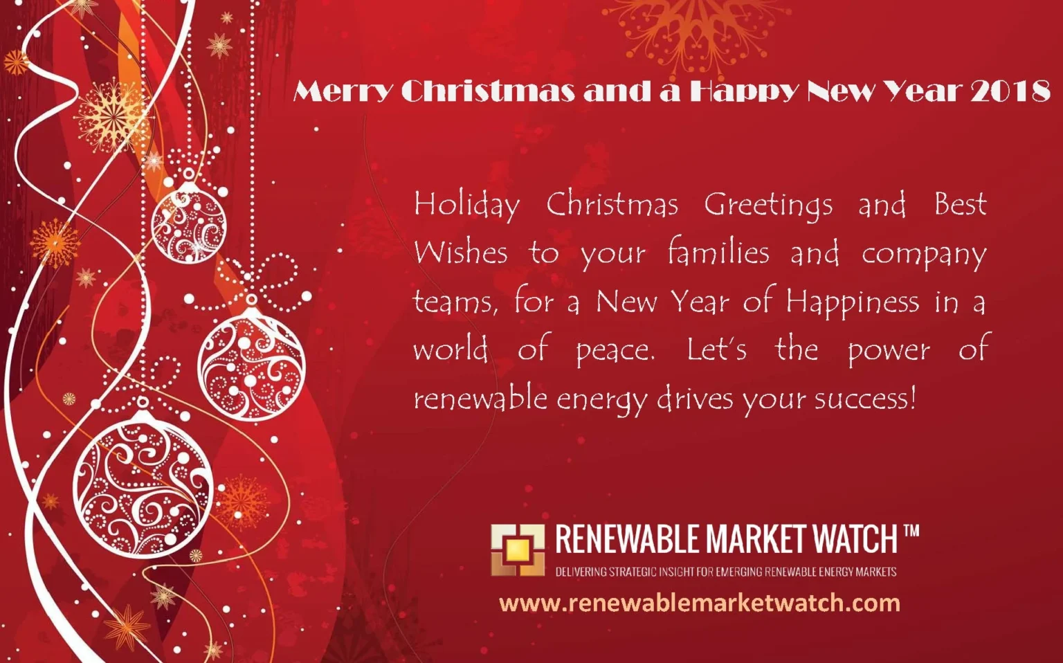 Seasons Greeting 2018 Renewable Market Watch